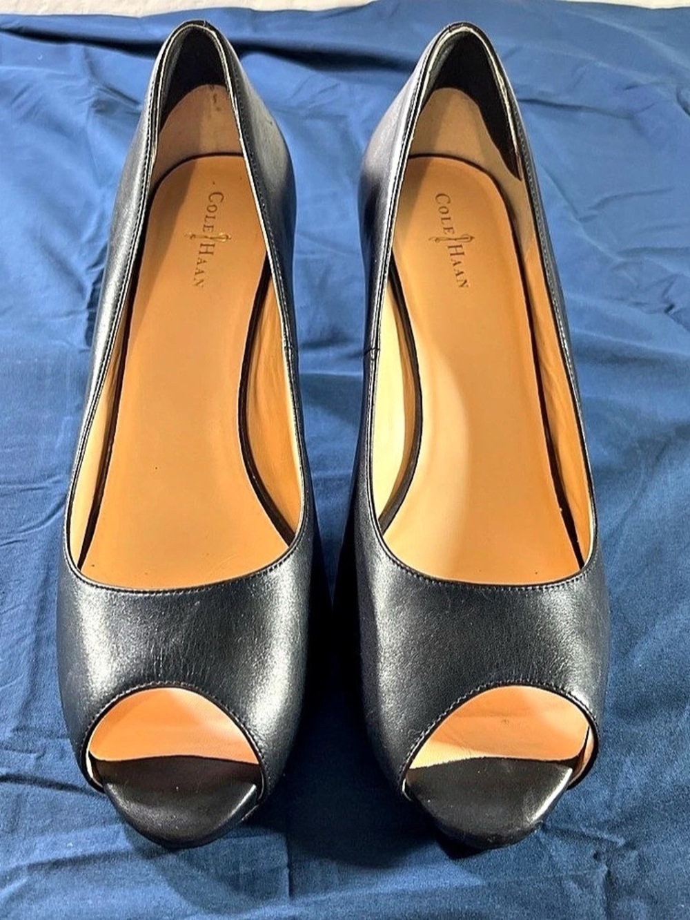 Cole Haan Black Peep Toe Heels US 10B